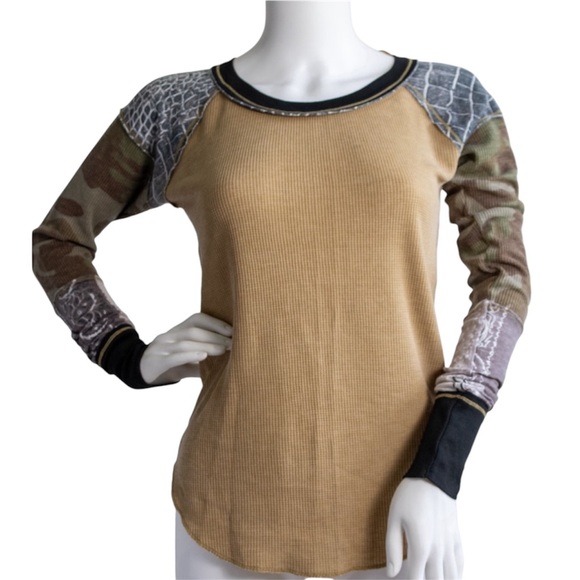Free People Bright Side Women's Long Sleeve Thermal Top In Willow Combo Small - Picture 4 of 10